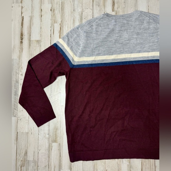 Apt 9 Seriously Soft Merino Wool Blend Sweater Mens XL Burgundy Colorblock NWT - Picture 13 of 13